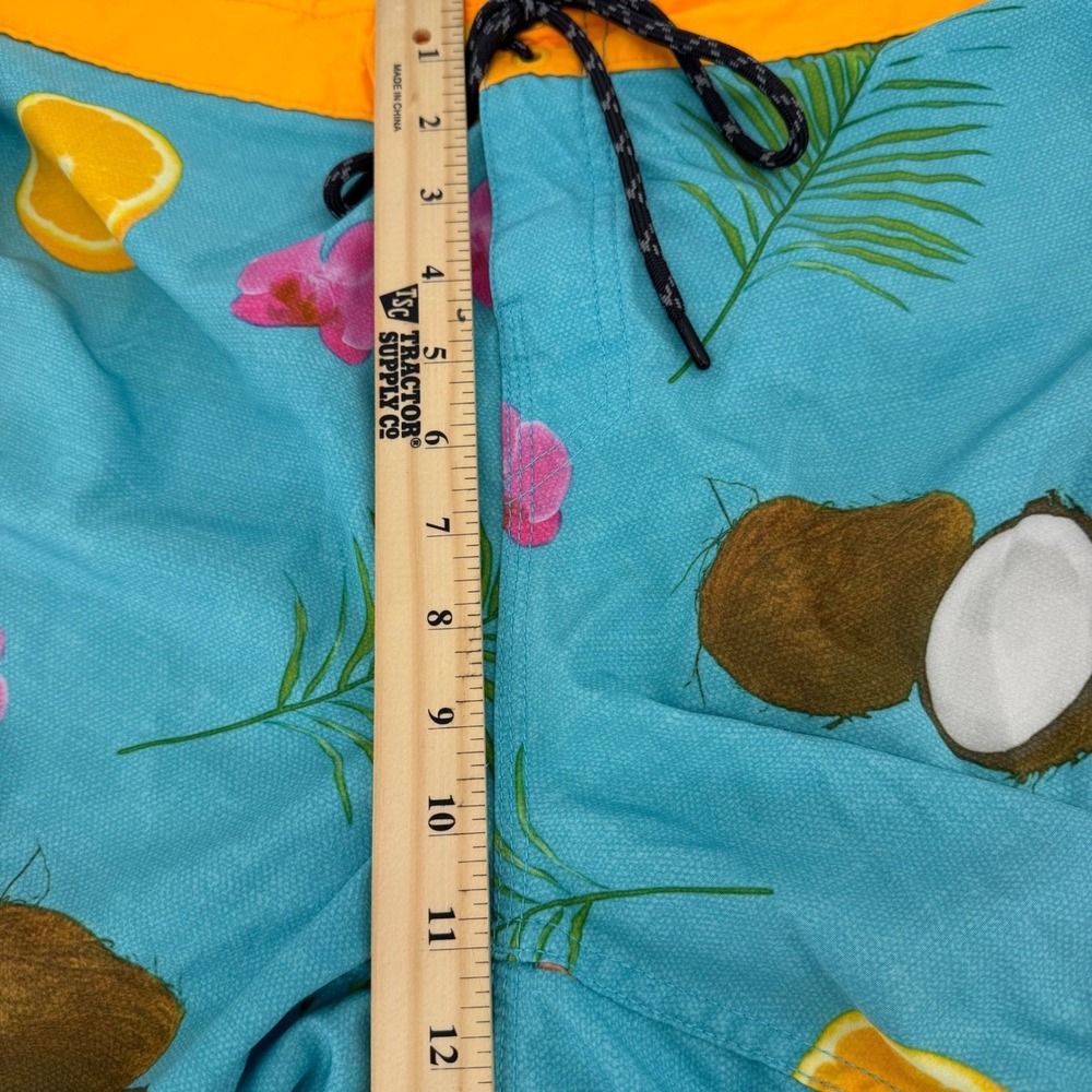 Reef Mens Boardshorts Size 38 Blue Tropical Fruit Coconut Pineapple Swim Trunks - Picture 9 of 11